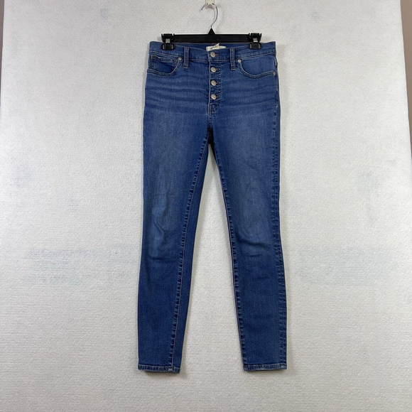 Madewell Jeans 27 Skinny 9" Mid Rise Denim Button Fly Pockets Medium Wash New - Picture 3 of 14